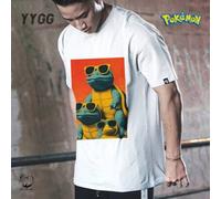 Shein YYGG X Pokémon | 1 camiseta gráfica creativa de manga corta, ideal para cualquier temporada. Gafas de sol de tortuga. Diseño creativo único, estilo ar