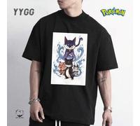 Shein YYGG X Pokémon | 1 camiseta gráfica creativa, manga corta, adecuada para personajes de anime de todas las estaciones, diseño creativo único, estilo ar
