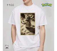 Shein YYGG X Pokémon | 1 camiseta gráfica creativa, manga corta, adecuada para todas las estaciones Detective Pikachu Diseño creativo único, estilo artístic