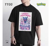 Shein YYGG X Pokémon | 1 camiseta gráfica creativa, manga corta, adecuada para todas las estaciones, dulces pesadillas, diseño creativo único, estilo artíst