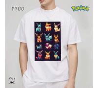 Shein YYGG X Pokémon | 1 camiseta gráfica creativa, manga corta, adecuada para todas las estaciones Eevee Evolutions Diseño creativo único, estilo artístico