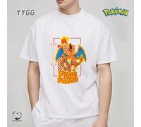 Shein YYGG X Pokémon | 1 camiseta gráfica creativa, manga corta, adecuada para todas las estaciones Fire Force Diseño creativo único, estilo artístico, unis