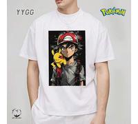 Shein YYGG X Pokémon | 1 camiseta gráfica creativa, manga corta, adecuada para todas las estaciones, personaje de anime, diseño creativo único, estilo artís