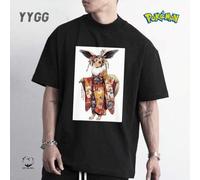 Shein YYGG X Pokémon | 1 camiseta gráfica creativa, manga corta, adecuada para todas las estaciones, personaje de anime, diseño creativo único, estilo artís