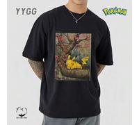 Shein YYGG X Pokémon | Camiseta gráfica creativa de manga corta, ideal para todas las estaciones. Pikachu del anime, diseño creativo único, estilo artístico