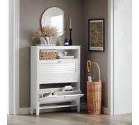 Shein Zapatero con 2 puertas, zapatero, baúl, negro, blanco, aprox. 80 x 108 x 25 cm, FSR152-W