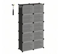Shein Zapatero, Estantería Modular de Plástico de 10 Compartimentos, Zapatero Entrada Recibidor con Paneles Separadores Ajustables, Compartimento 30 x 40 x