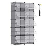 Shein Zapatero, Estantería Modular de Plástico de 10 Compartimentos, Zapatero Entrada Recibidor con Paneles Separadores Ajustables, Compartimento 30 x 40 x