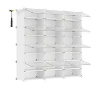 Shein Zapatero, Estantería Modular de Plástico de 12 Compartimentos, Zapatero Entrada Recibidor con Paneles Separadores Ajustables, Compartimento 30 x 40 x