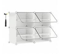 Shein Zapatero, Estantería Modular de Plástico de 4/6 /8/10/12 Compartimentos, Entrada Recibidor con Paneles Separadores Ajustables, 30 x 40 x 30 cm, Blanco