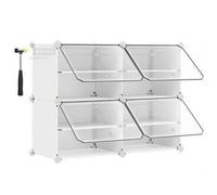 Shein Zapatero, Estantería Modular de Plástico de 4 Compartimentos, Zapatero Entrada Recibidor con Paneles Separadores Ajustables, Compartimento 30 x 40 x 3