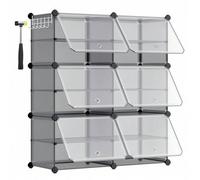Shein Zapatero, Estantería Modular de Plástico de 6 Compartimentos, Zapatero Entrada Recibidor con Paneles Separadores Ajustables, Compartimento 30 x 40 x 3