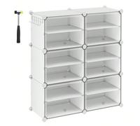 Shein Zapatero, Estantería Modular de Plástico de 6 Compartimentos, Zapatero Entrada Recibidor con Paneles Separadores Ajustables, Compartimento 30 x 40 x 3