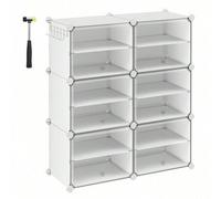 Shein Zapatero, Estantería Modular de Plástico de 6 Compartimentos, Zapatero Entrada Recibidor con Paneles Separadores Ajustables, Compartimento 30 x 40 x 3