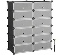 Shein Zapatero Modular, Zapatero Cubos, EstanterÍa Modular para Bricolaje de 12 Ranuras, 40 x 30 x 17 cm por cada Ranura, Armario de Alambre Metálico, Negro