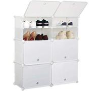 Shein Zapatero Mondeer, zapatero modular portátil, almacenamiento de zapatos, resina ecológica, plástico, 2 columnas, 6 capas, 83 x 31 x 93 cm, blanco