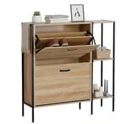 Shein Zapatero, Mueble de recibidor, Armario zapatero Sticky Cambrian hall Roble Cambrian y Negro 2 puertas 2 estantes interiores melamina estructura con so