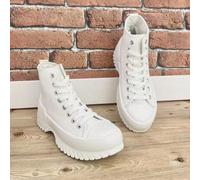 Shein Zapatilla Abotinada para Mujer, High-Up, tejido canvas, con cordones, cómoda, Estilo Bamba, lienzo clásico, deportivo