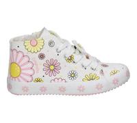 Shein Zapatillas Altas Conguitos para Niña - Deportivas en Color Blanco con Detalles de Dibujos con Margaritas - Sneakers con Cordones y Cremallera - Máximo
