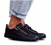 Shein Zapatillas bajas para mujer Big Star KK274006 negras antideslizantes con lazo negro y blanco