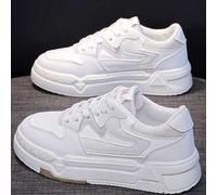 Shein Zapatillas blancas con suela gruesa para mujer de talla grande, nuevas para otoño 2025, estilo estudiantil de Hong Kong, retro casual, tipo panda, ver