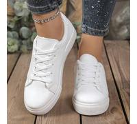 Shein Zapatillas blancas versátiles de estilo colegial, nuevos zapatos casuales planos para estudiantes universitarios para primavera/otoño, zapatos unisex