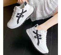 Shein Zapatillas casuales con suela gruesa, estilo colegial de playa, zapatos planos con cordones, unisex, para uso al aire libre, oficina, primavera, veran