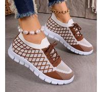 Shein Zapatillas casuales de mujer con suela gruesa y nueva moda, zapatos tipo calcetín de plataforma de punto elástico y malla transpirable, calzado ligero