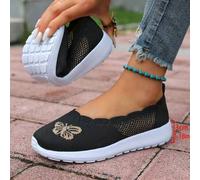 Shein Zapatillas casuales de mujer de punto elástico, zapatillas minimalistas versátiles, ligeras y cómodas con suela blanda, zapatos tipo calcetín de malla