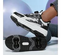 Shein Zapatillas con 4 ruedas para skateboard de primavera/verano para adolescentes, unisex, con cierre ajustable de gancho y bucle, ruedas desmontables, za