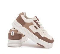 Shein Zapatillas con plataforma para mujer Big Star OO274A151 de piel sintética, cómodas para uso diario en beige y blanco
