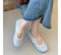 Shein Zapatillas de ballet planas plateadas para mujer en primavera y verano, nuevas zapatillas casuales con suela suave.