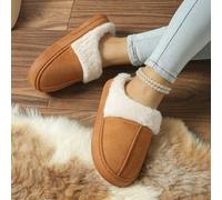 Shein Zapatillas de casa/exterior de mujer con ambiente simple de moda, nueva, color caqui, con forro, suela gruesa antideslizante, sensación esponjosa y di