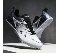 Shein Zapatillas de clavos de carreras para hombres con degradado en blanco y negro, ligeras y transpirables para atletismo, 8 clavos desmontables, suela an