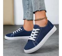 Shein Zapatillas de lona de talla única para el baile urbano de hip hop, zapatillas deportivas con suela gruesa para mujeres, zapatos deportivos blancos cas