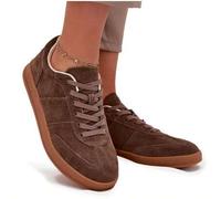 Shein Zapatillas de mujer con plataforma de cuero ante marca Big Star SS274675 HI-POLY SYSTEM en beige, negro y marrón