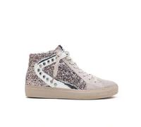 Shein Zapatillas Deportivas Alta con Tachas y Purpurina - Botín Deportivo Mujer Estilo Retro, Cierre con Cordones y Cremallera Lateral, Estilo Casual y Mode