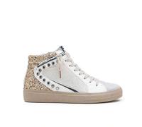 Shein Zapatillas Deportivas Alta con Tachas y Purpurina - Botín Deportivo Mujer Estilo Retro, Cierre con Cordones y Cremallera Lateral, Estilo Casual y Mode