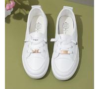 Shein Zapatillas deportivas casuales de mujer con puntera redonda clásica y versátil, de estilo slip-on con cordones, suaves y cómodas, para uso en exterior