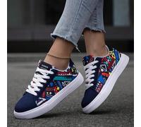 Shein Zapatillas deportivas casuales para mujer con estampado geométrico aleatorio, diseño personalizado, versátil, popular y cómodo adecuado para hombres y