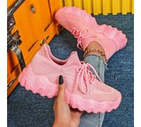 Shein Zapatillas deportivas casuales para mujer talla grande, zapatillas tipo calcetín elegantes de color rosa con diseño de deslizamiento, zapatillas holga