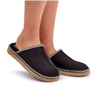 Shein Zapatillas para el hogar con bordado Inblu Black EY000028 para mujer
