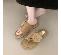 Shein Zapatillas para mujer, para verano, para exteriores, nuevas chanclas retro chinas, zapatos de playa con flores de alta gama, dulces y elegantes