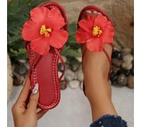 Shein Zapatillas planas con diseño de flor estilo francés para mujer, nuevas sandalias de moda de verano adecuadas para citas, compras, fiestas, vacaciones