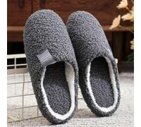 Shein Zapatillas suaves y sencillas para mujer, livianas y cómodas para usar en interiores, blancas/negras, elegantes zapatillas de felpa, estilo colegial e