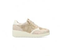 Shein Zapato casual troquelado cremallera, Zapatillas de calle con cuña de 4 cm para mujer, Tenis cierre cremallera - Modelo 28310 - Platino - Entrega 24/72
