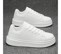 Shein Zapatos casuales de skate con cordones blancos para hombres, zapatillas deportivas de moda coreana para uso diario con elevador, calzado para parejas