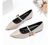 Shein Zapatos de bailarina con correa, zapatos Mary Jane de punta cuadrada con estilo retro, estilo colegial/de oficina para mujer