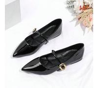 Shein Zapatos de bailarina con hebilla, zapatos Mary Jane de punta cuadrada y estilo vintage, estilo colegial/oficina para mujer