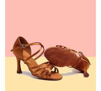 Shein Zapatos de baile latino de mujer de alta calidad, de satén, para baile profesional, de salón, boda, fiestas, jazz, rumba, tango, salsa, a juego con le
